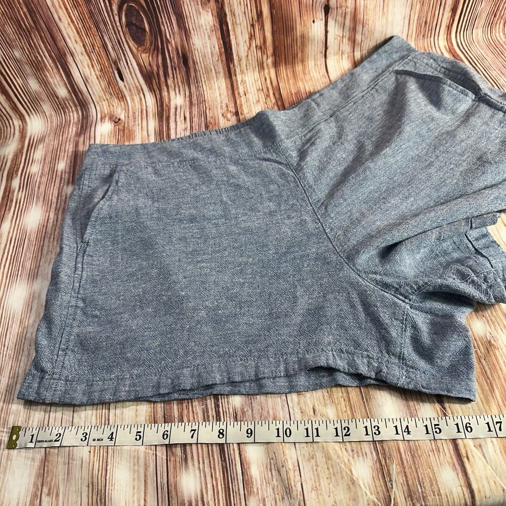 GAP Sz XXL Blue Linen Blend High Rise Elastic Waist Pull On Shortie Shorts 39x4 - Picture 6 of 9